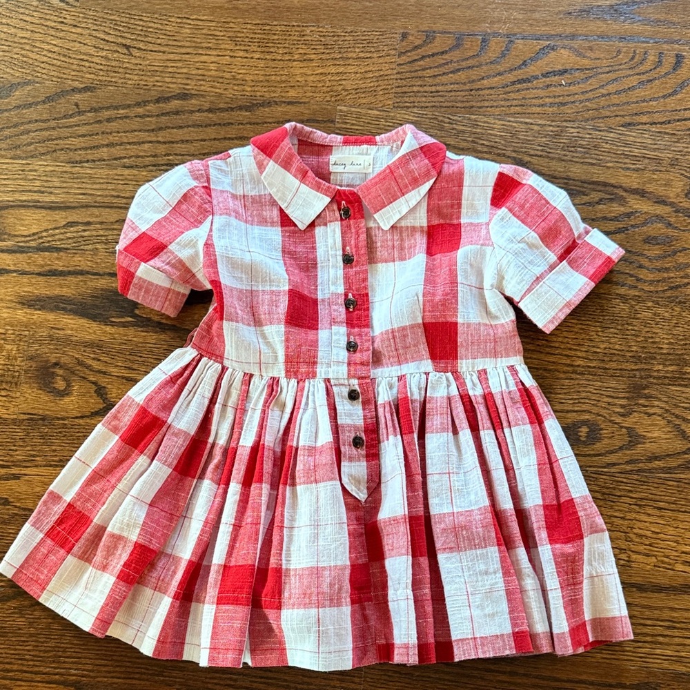 Lacey Lane Red and White Plaid Button-Up Dress.  Size 3